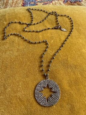 Roni Blanshay Pyrite Star Pendant Long Necklace